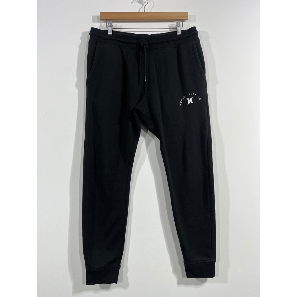 Hurley Surfer Coastal Dunes Fleece Jogger Black Sweatpants Mens Large Streetwear